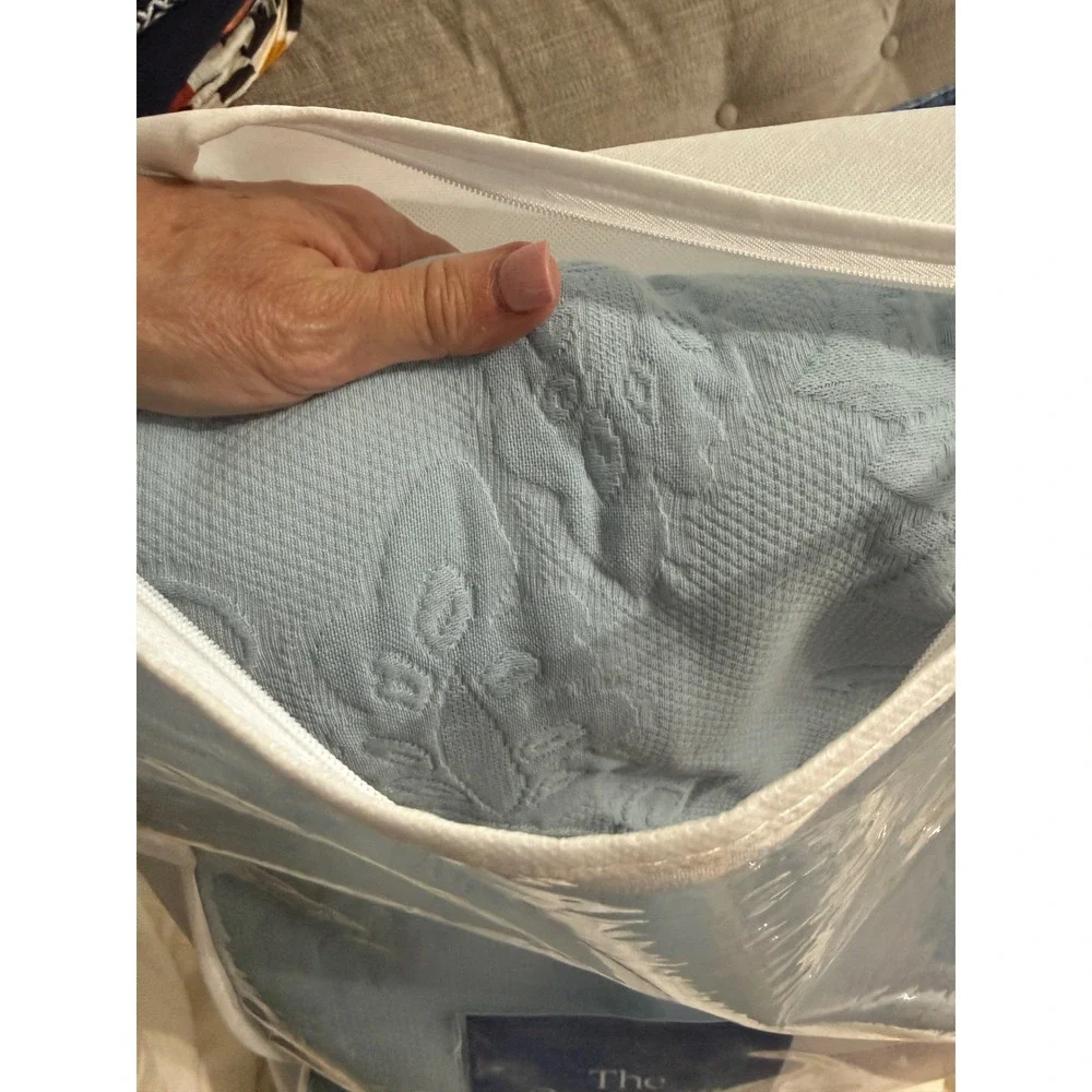 The Company Store Putnam Matelasse Coverlet King Dusty Blue New Cotton Bedding